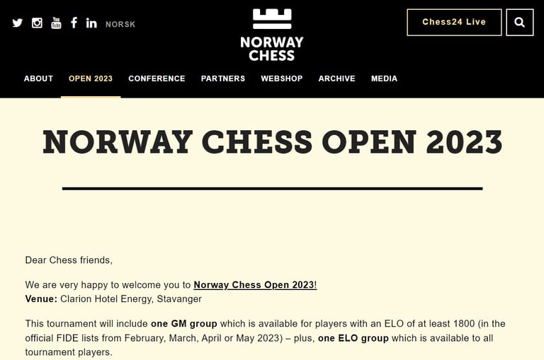 Norway Chess Open 2023. International Chess. FIDE Chess 2023