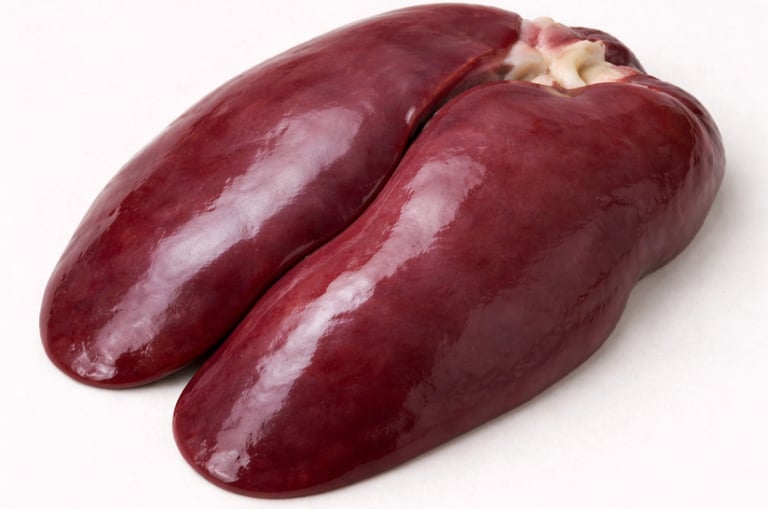 Fresh lamb liver, nutrient-rich organ meat used in cooking.