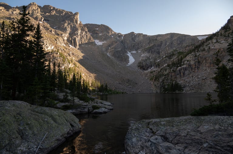 Lake Nokoni summer sunset, Rocky Mountain National Park