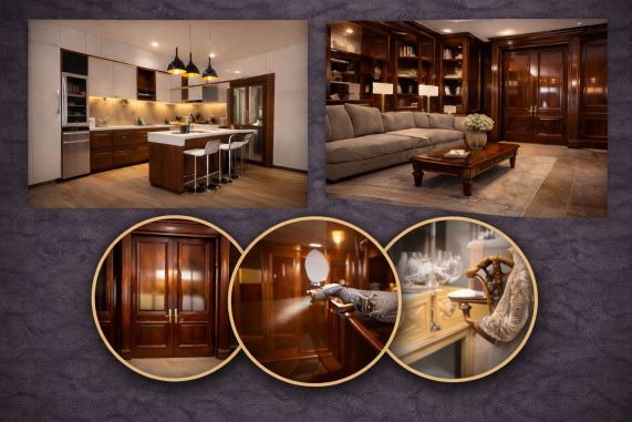 a series of photos of a living room and kitchen