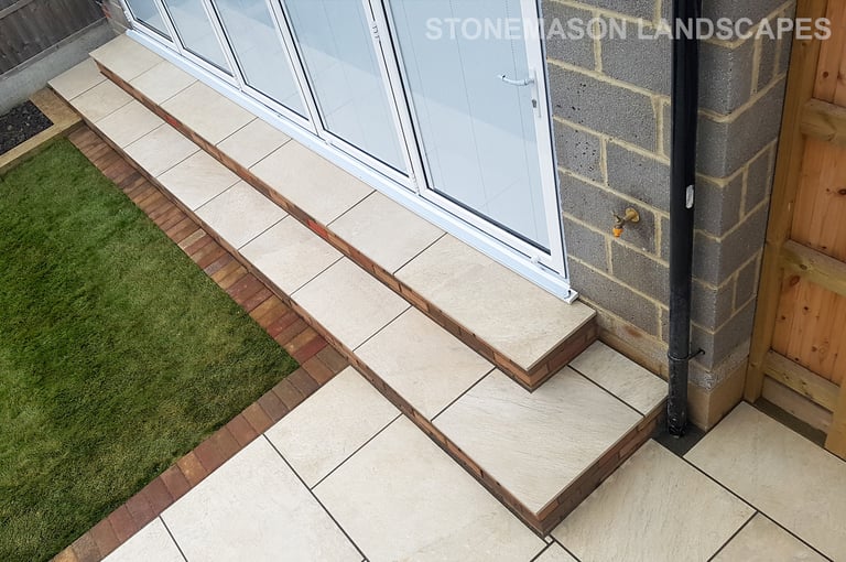 Colourful Garden Makeover Brick Seating Planer Bar New Lawn