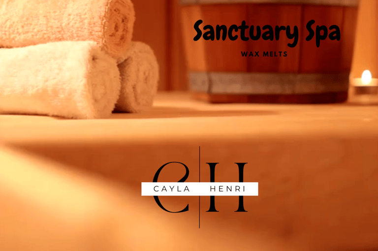 Cayla Henri Wax Melts: Towels and towels are on a table in a wooden bucket