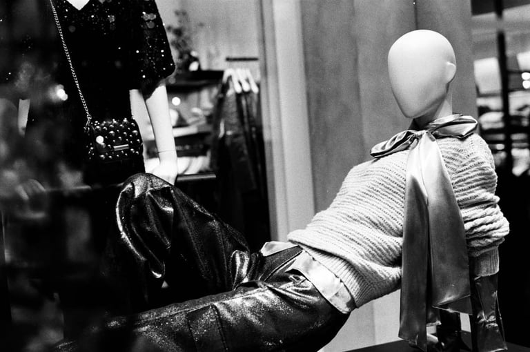 Shop manekin caught on analog film
