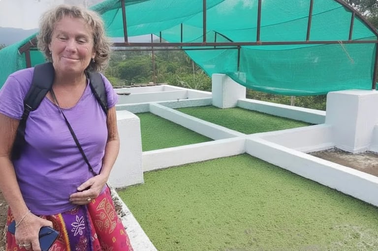 Marie from UK to visit Azolla Plant in Chittaurgarh Rajasthan Animal Feed Pihu Agro Industry