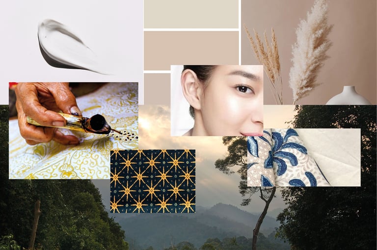 Moodboard for a design concept indonesian skincare brand