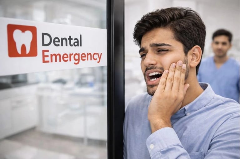 Patient seeking urgent dental care for tooth pain