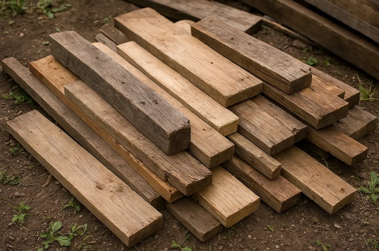 tas de vieux bois de construction