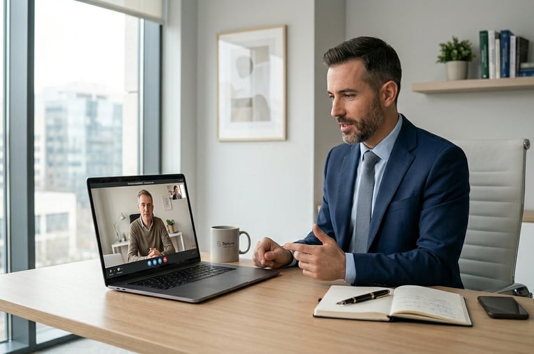 Equipo de Syncro Asesores trabajando en una oficina moderna y digital.