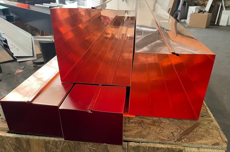 Copper downspout detail showing clean professional finish