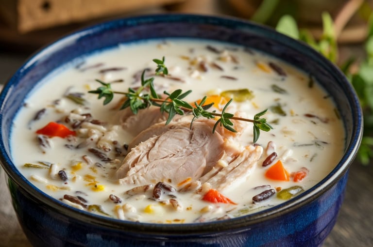 a bowl of soup with a piece of meat and vegetables