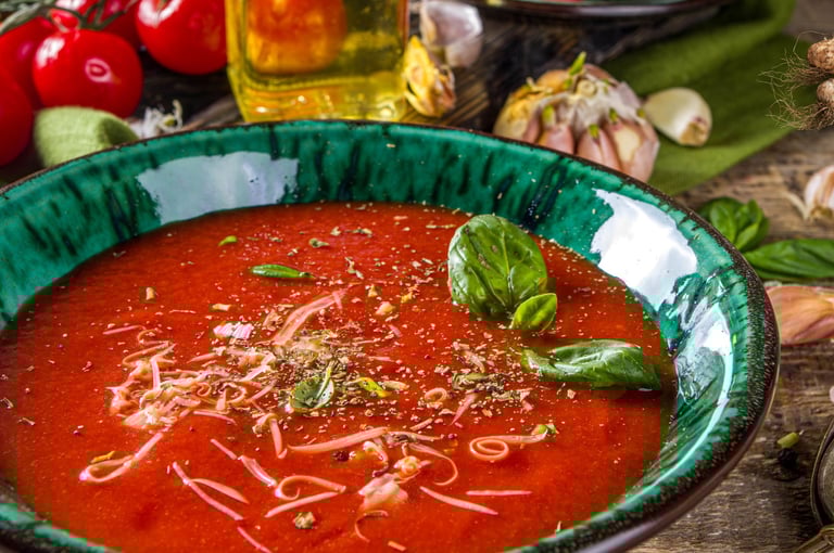 a bowl of Tomato Basil Parmesan Soup
