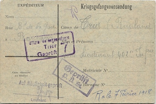 Kriegsgefangenensendung Geprüft P.Ü. St.