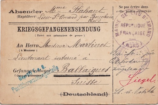 Kriegsgefangenensendung Geprüft F. a. 6. Postüberwachungsstelle