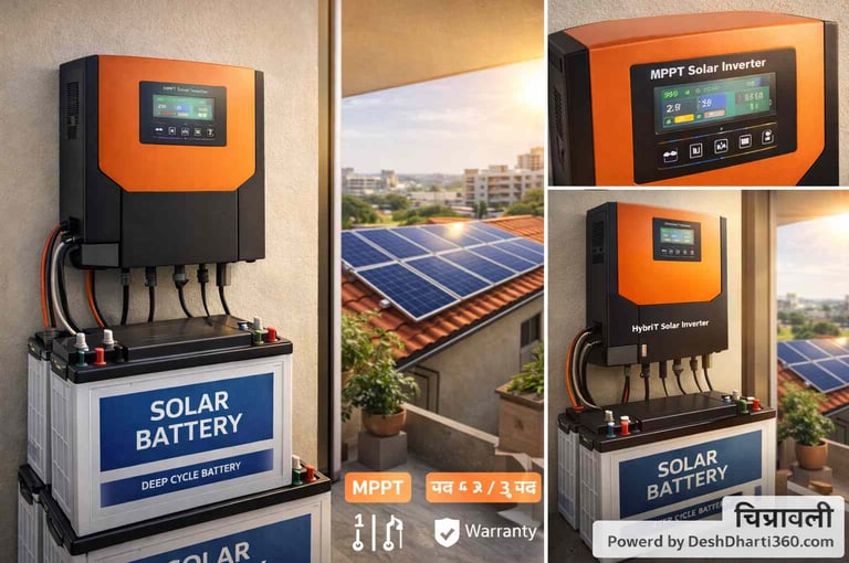 घर में लगा MPPT सोलर इन्वर्टर और बैटरी के साथ सोलर सिस्टम