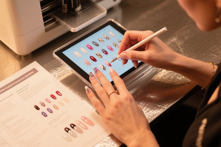 a woman is using a tablet computer and a tablet