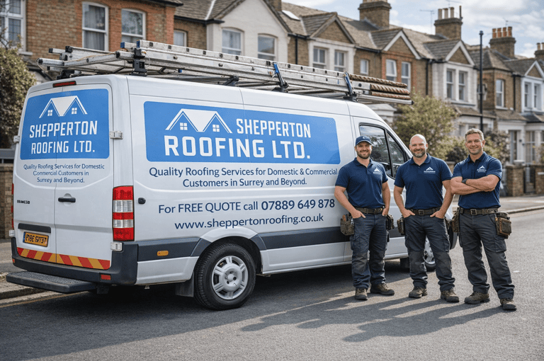 Shepperton Roofing Team and branded van