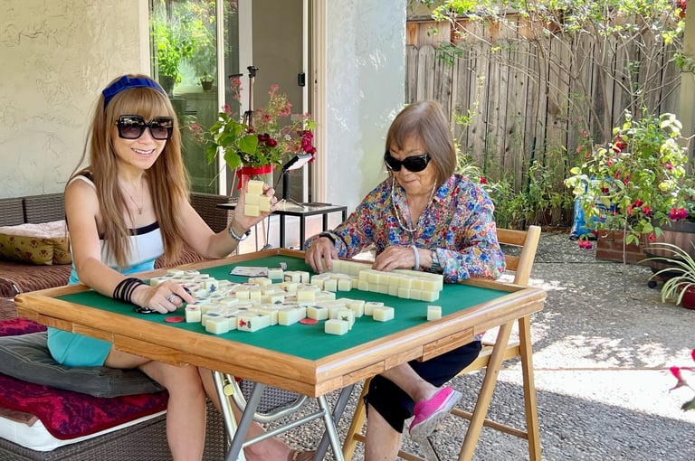 Mom and me getting ready for a Mahjong class