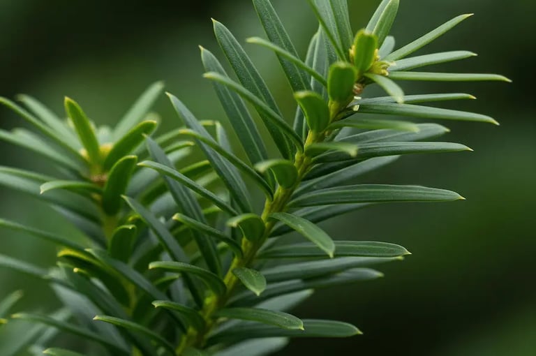 Detalle de acículas de Taxus baccata un verde elegantísimo