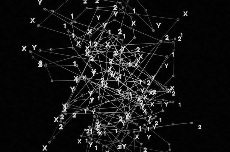 links and nodes of x, y, 1 and 2