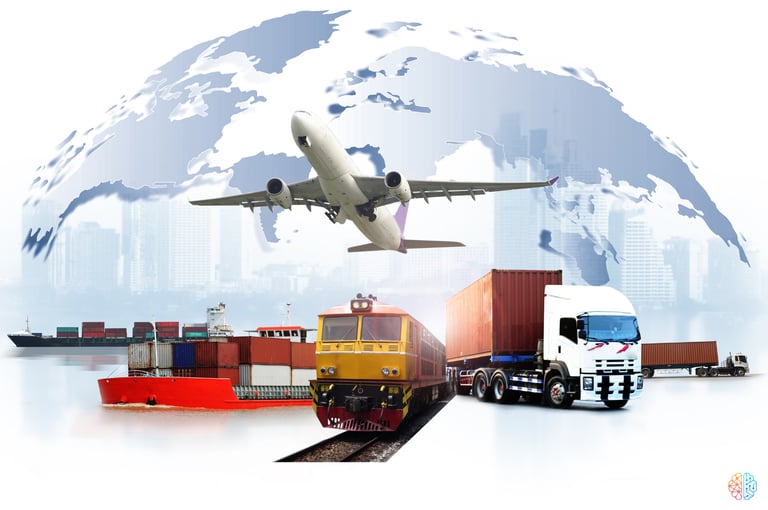 Curso de Logística Integrada: Imagem de vários modais de transportes de carga