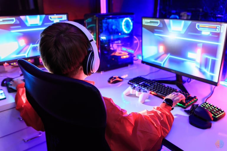 Curso de Criação de Games: Uma imagem de uma criança jogando no desktop