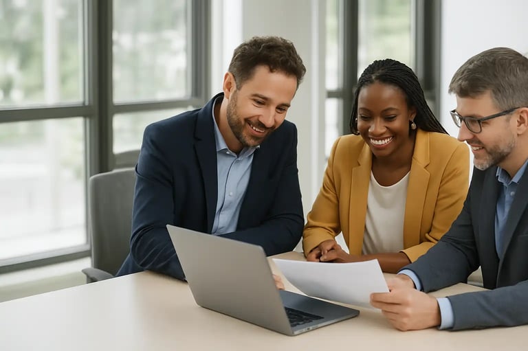 um grupo de consultores sentados à mesa