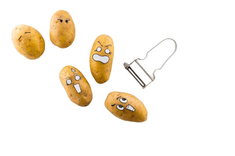aardappels die schrikken van dunschiller