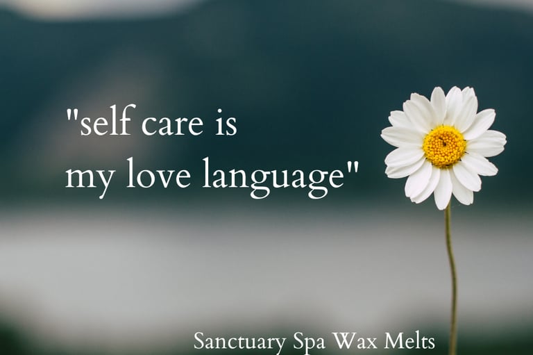 White daisy with a quote about self care. Cayla Henri Wax Melts