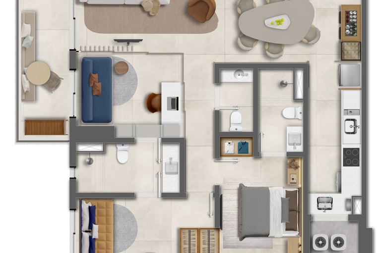 Planta do apartamento de 95M²