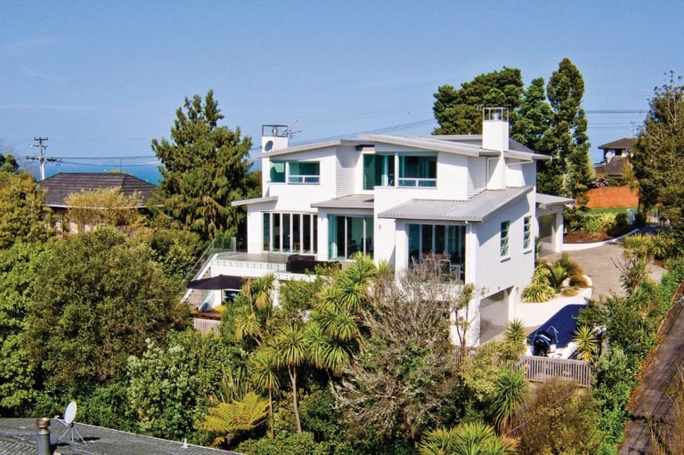 new mono pitched three storey weatherboard home, house removed