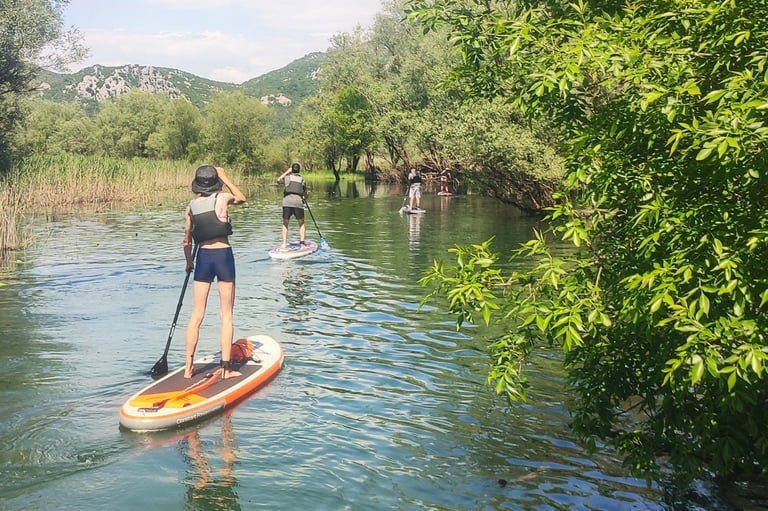 group of people paddling