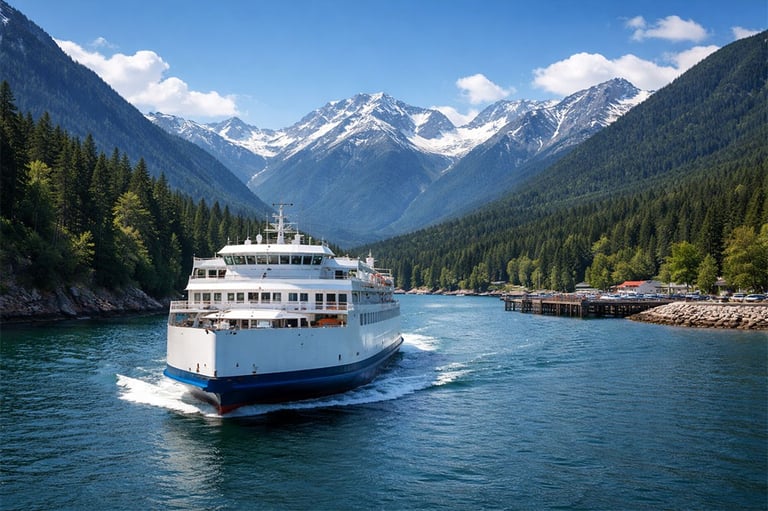 European ferry approaching port