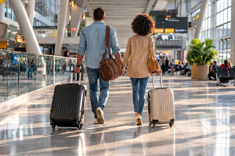 Travellers with luggage