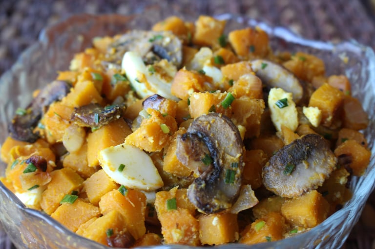 Kabocha Squash Egg Salad with Mushrooms