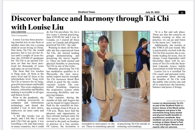 Tai Chi - balance and harmony - Louise Liu