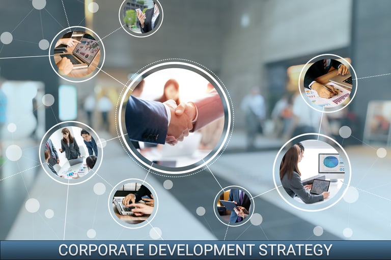 The process Connections between the corporation department describes Corporate development strategy