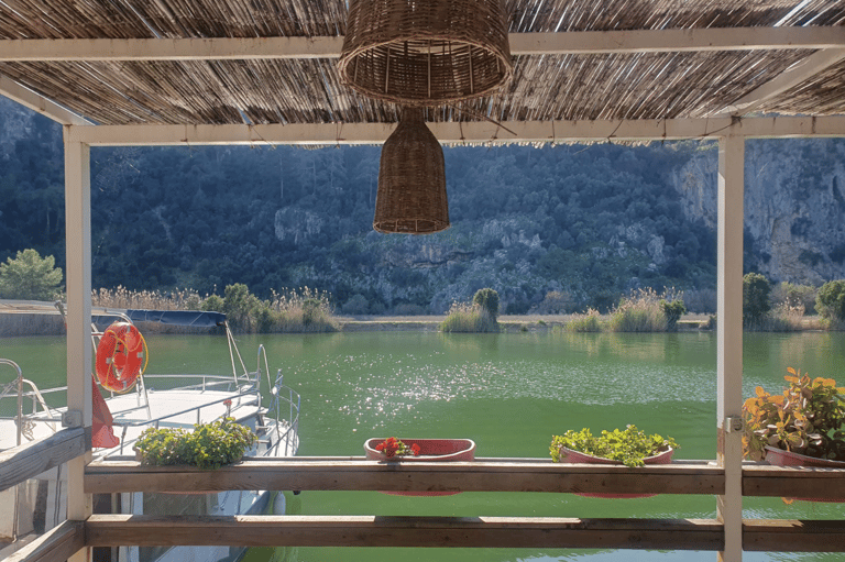 a boat ona Dalyan River, one of the best places to visit in Dalyan