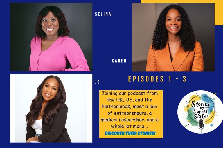 Three professional women.  Guests from the first three episodes of Stories by Career Sistas