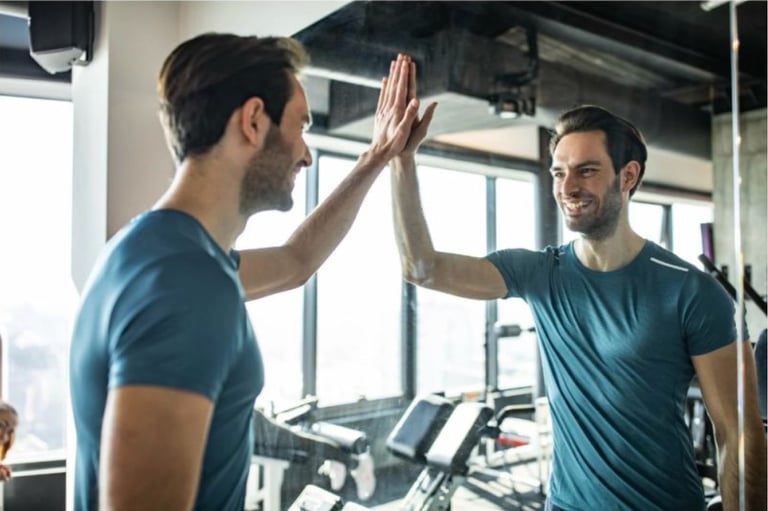 a man giving a high five finger high five