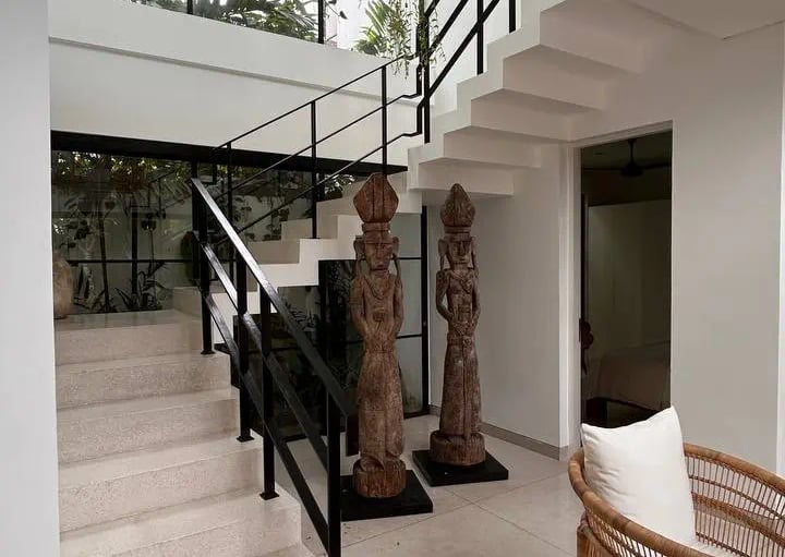 Renovated villa interior with stairs area