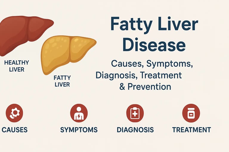 Illustration showing fatty liver disease progression with healthy and fatty liver comparison