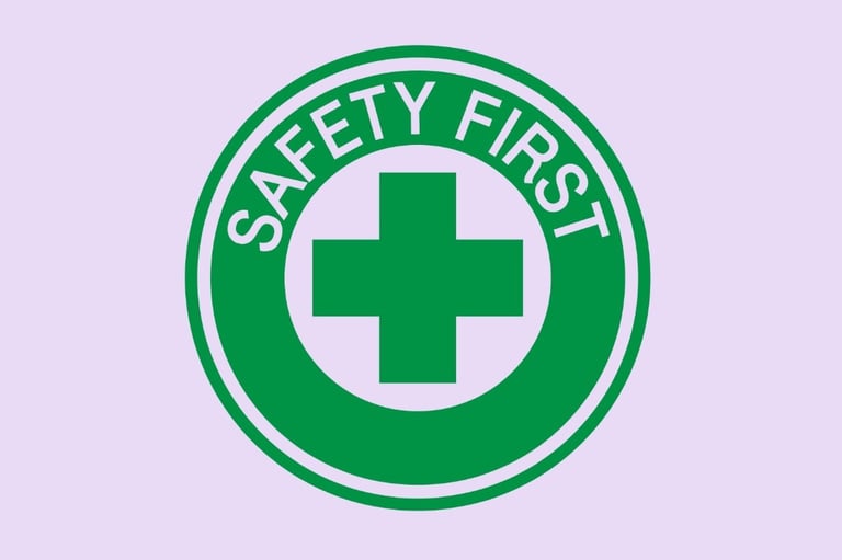 Green Safety First badge symbolising professional standards at Piercing by Jooles Montrose