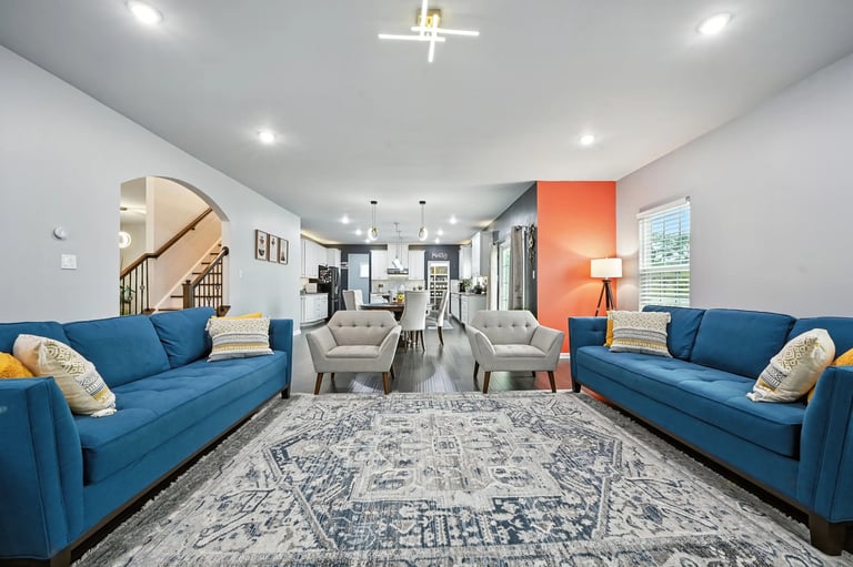 Open concept living room interior of a residential property in Downingtown, PA