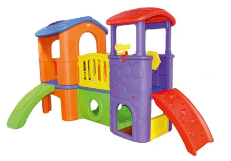 a colorful plastic play set with a slider and slider