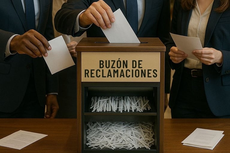 buzón de reclamaciones, quejas ignoradas, destrucción de sugerencias