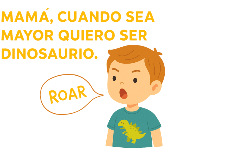 Mamá, cuando sea mayor quiero ser dinosaurio.