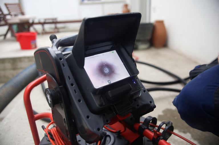 CCTV drain inspection QLD detecting blockages, cracks, and root intrusion in pipes