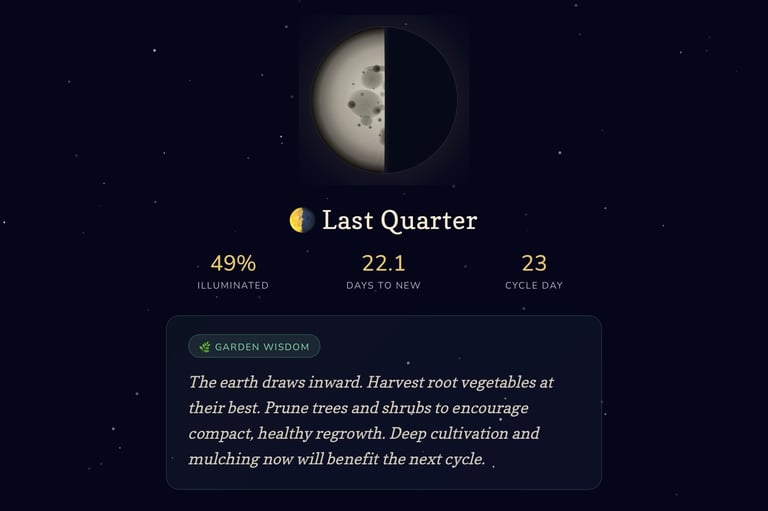 Screenshot of the Bo-tanics Lunar Phase Tracker app