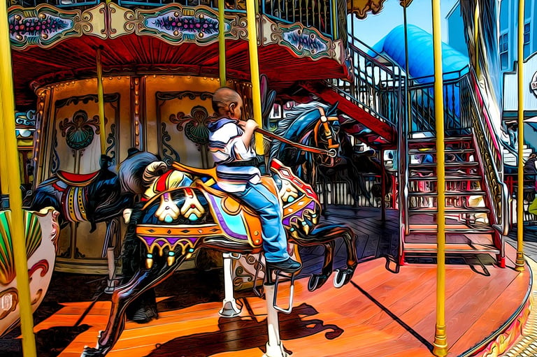 Photo art image of boy on carousel