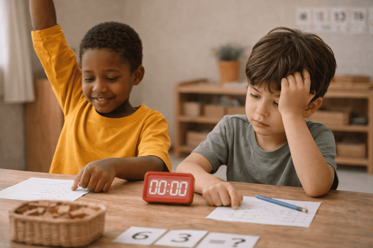 png image of a kid's conflicting-reactions-to-the-math-test